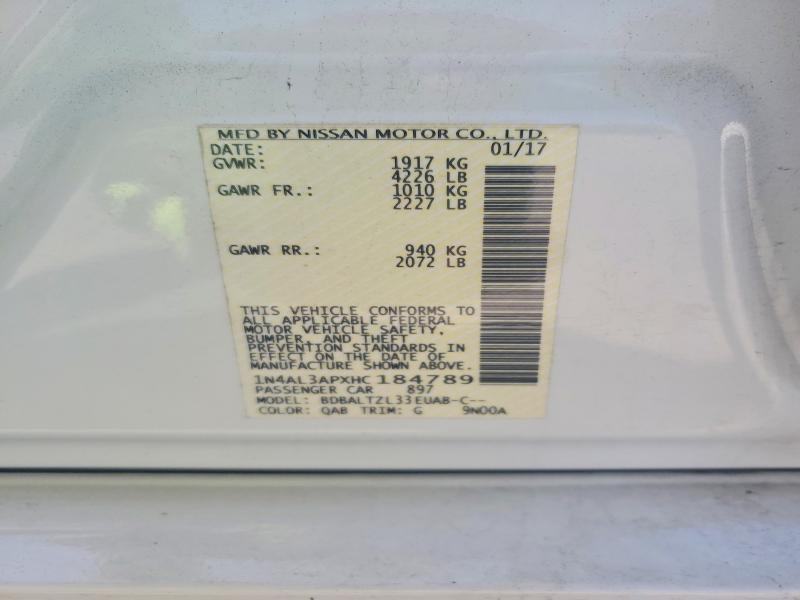 50363106 :رقم المزاد ، 1N4AL3APXHC184789 vin ، 2017 Nissan Altima مزاد بيع