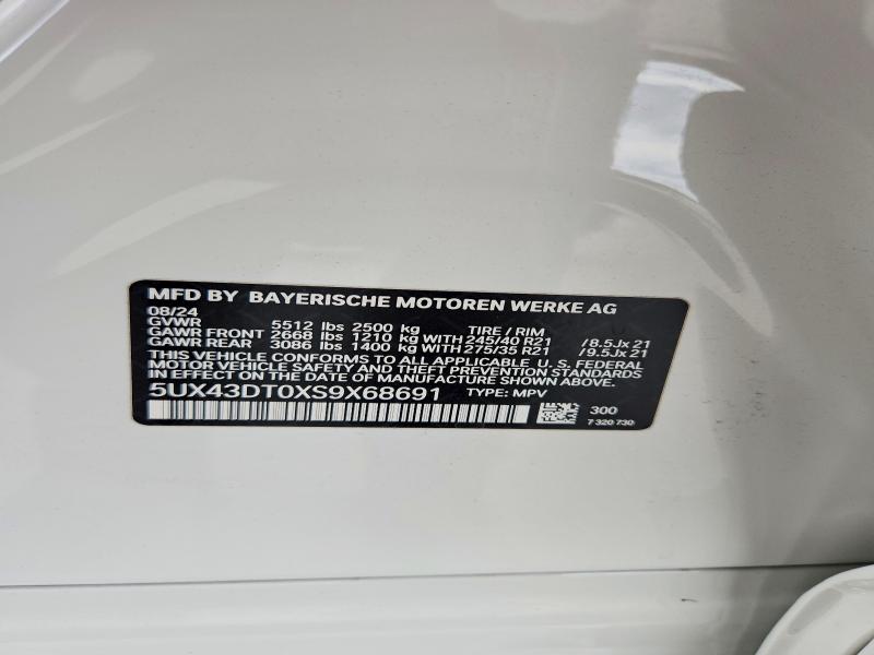 50647266 :رقم المزاد ، 5UX43DT0XS9X68691 vin ، 2025 Bmw X4 مزاد بيع