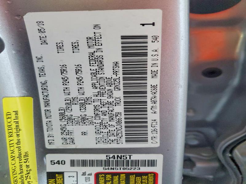 50150276 :رقم المزاد ، 5TFAZ5CN3JX066758 vin ، 2018 Toyota Tacoma مزاد بيع