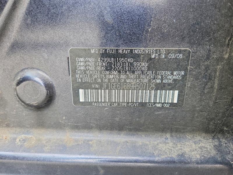 51546056 :رقم المزاد ، JF1GE61689H507125 vin ، 2009 Subaru Impreza مزاد بيع
