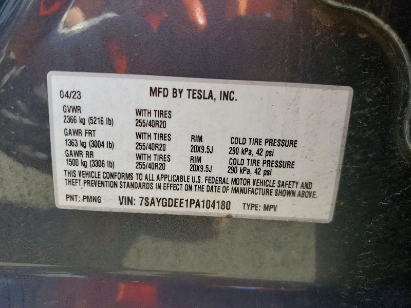 2023 Tesla Model Y მანქანა იყიდება აუქციონზე, vin: 7SAYGDEE1PA104180, აუქციონის ნომერი: 51280726