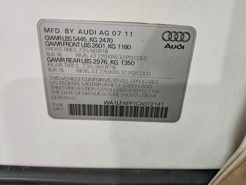 Продаж на аукціоні авто 2012 Audi Q5, vin: WA1LFAFP1CA012141, номер лоту: 49291746