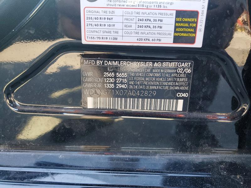 Auction sale of the 2007 Mercedes-benz S, vin: WDDNG71X07A042829, lot number: 48696556