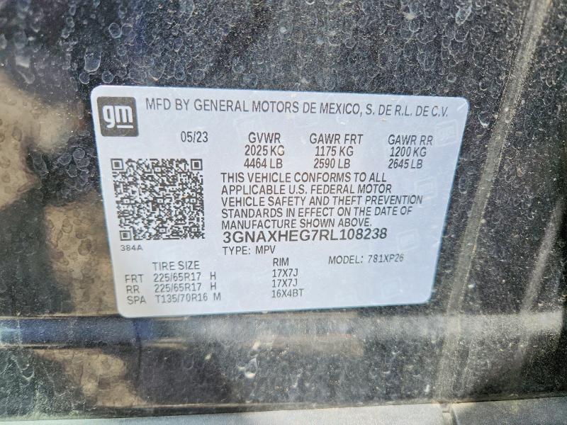 2024 Chevrolet Equinox მანქანა იყიდება აუქციონზე, vin: 3GNAXHEG7RL108238, აუქციონის ნომერი: 49736686