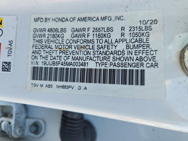 Продаж на аукціоні авто 2021 Acura Tlx, vin: 19UUB5F45MA003481, номер лоту: 49656376