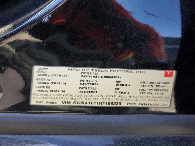 Продажа на аукционе авто 2017 Tesla Model S, vin: 5YJSA1E11HF188330, номер лота: 50180826