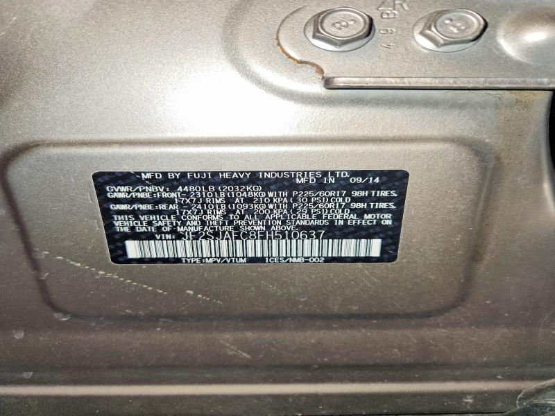 Продажа на аукционе авто 2015 Subaru Forester, vin: JF2SJAFC8FH510637, номер лота: 48791826