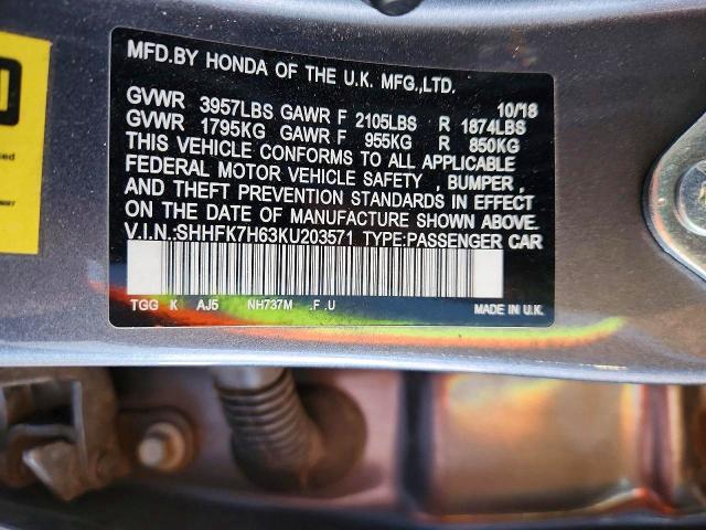 51327206 :رقم المزاد ، SHHFK7H63KU203571 vin ، 2019 Honda Civic مزاد بيع