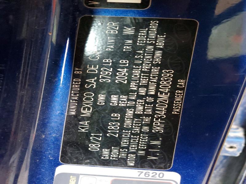 Продажа на аукционе авто 2021 Kia Forte, vin: 3KPF34AD2ME408393, номер лота: 49115406