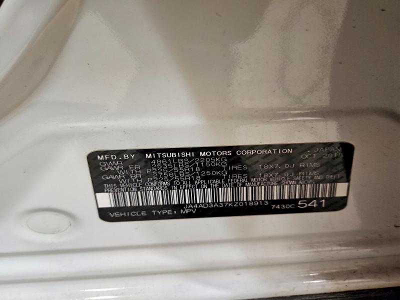 Продаж на аукціоні авто 2019 Mitsubishi Outlander, vin: JA4AD3A37KZ018913, номер лоту: 50819466