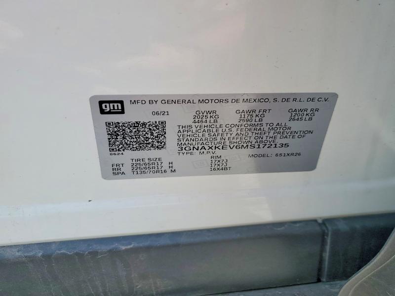 Продажа на аукционе авто 2021 Chevrolet Equinox, vin: 3GNAXKEV6MS172135, номер лота: 51853336