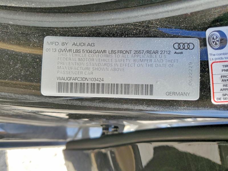 2013 Audi A6 მანქანა იყიდება აუქციონზე, vin: WAUGFAFC3DN103424, აუქციონის ნომერი: 49510066