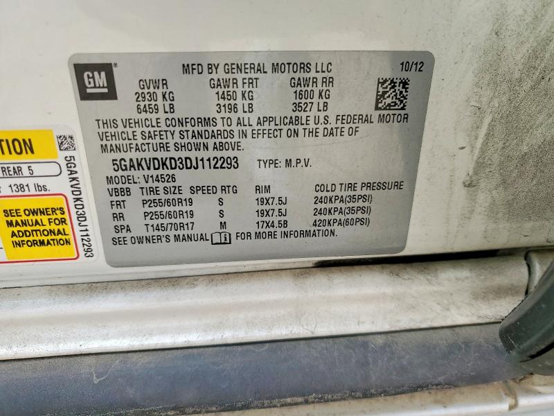 Продаж на аукціоні авто 2013 Buick Enclave, vin: 5GAKVDKD3DJ112293, номер лоту: 50563806