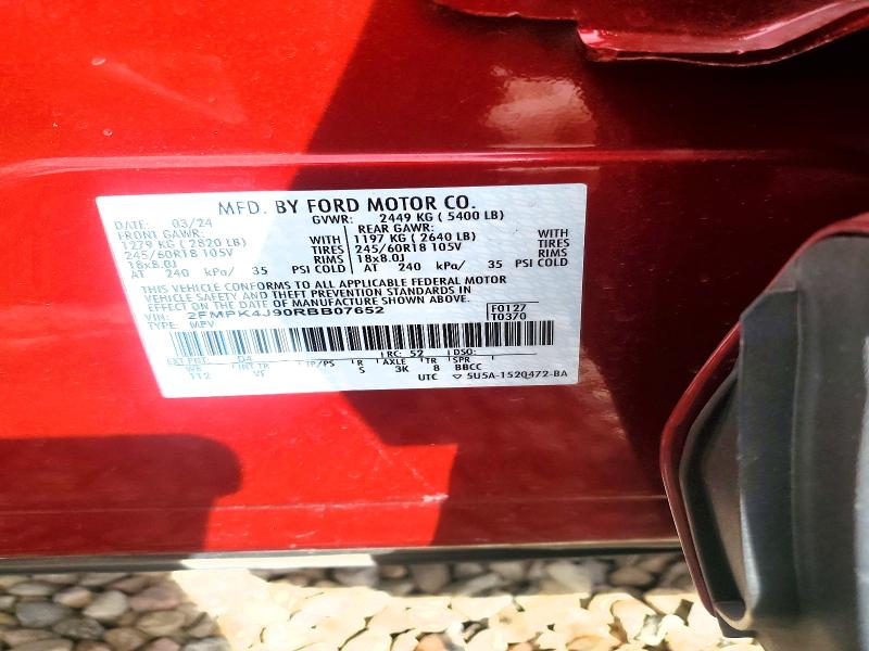 Продажа на аукционе авто 2024 Ford Edge, vin: 2FMPK4J90RBB07652, номер лота: 50718276