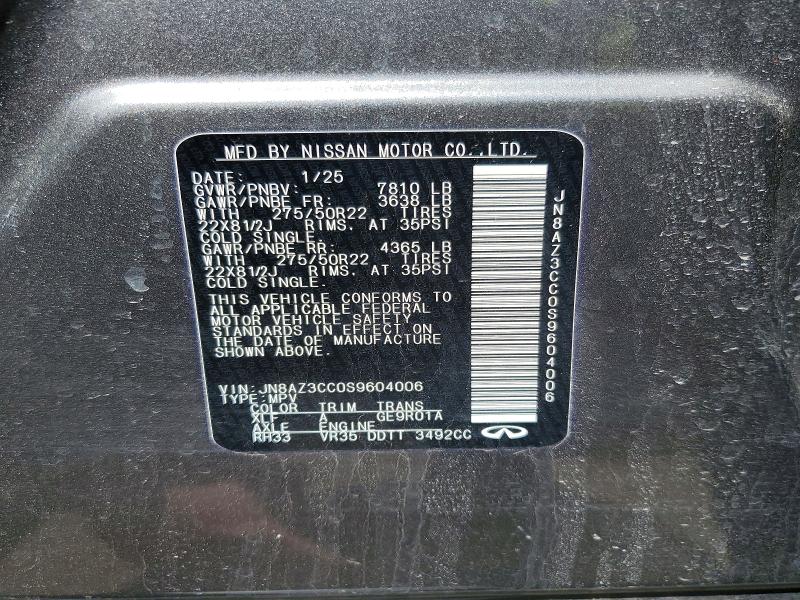 Aukcja sprzedaży 2025 Infiniti Qx80, vin: JN8AZ3CC0S9604006, numer aukcji: 49117616