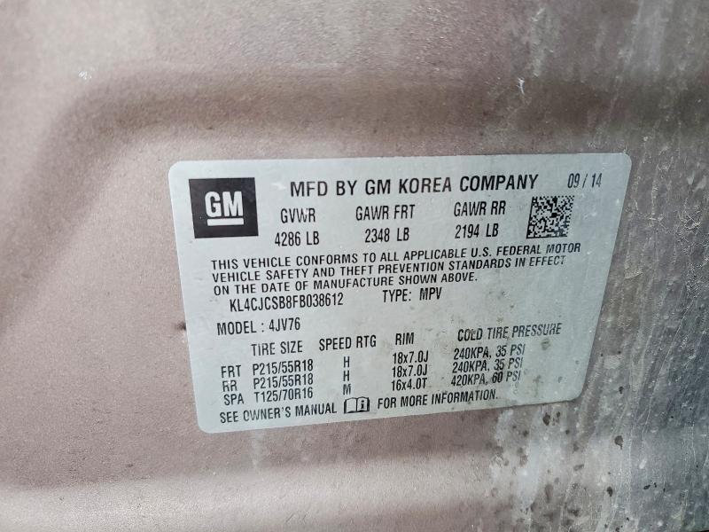 51596976 :رقم المزاد ، KL4CJCSB8FB038612 vin ، 2015 Buick Encore مزاد بيع