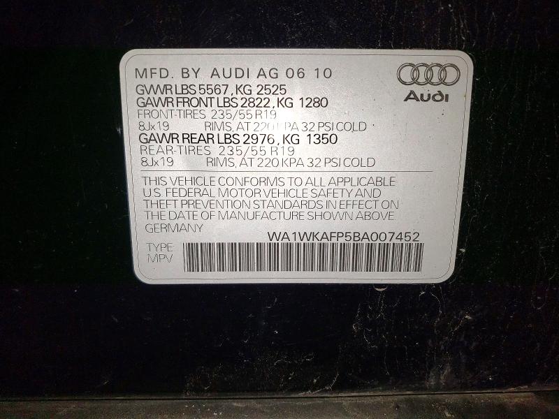 Aukcja sprzedaży 2011 Audi Q5, vin: WA1WKAFP5BA007452, numer aukcji: 50518326