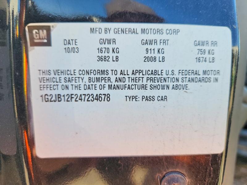2004 Pontiac Sunfire მანქანა იყიდება აუქციონზე, vin: 1G2JB12F247234678, აუქციონის ნომერი: 51043206