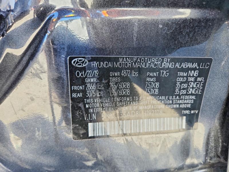 2020 Hyundai Santa Fe მანქანა იყიდება აუქციონზე, vin: 5NMS33AD8LH192128, აუქციონის ნომერი: 49471356