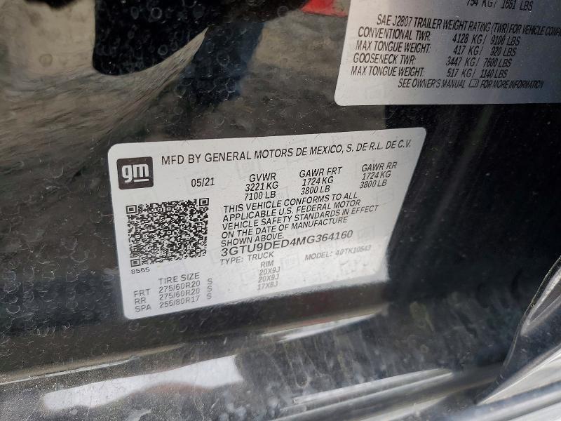 Продаж на аукціоні авто 2021 Gmc Sierra, vin: 3GTU9DED4MG364160, номер лоту: 49398576
