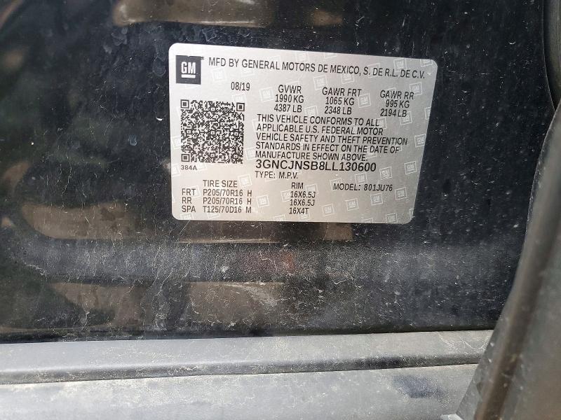 Продаж на аукціоні авто 2020 Chevrolet Trax, vin: 3GNCJNSB8LL130600, номер лоту: 50801246