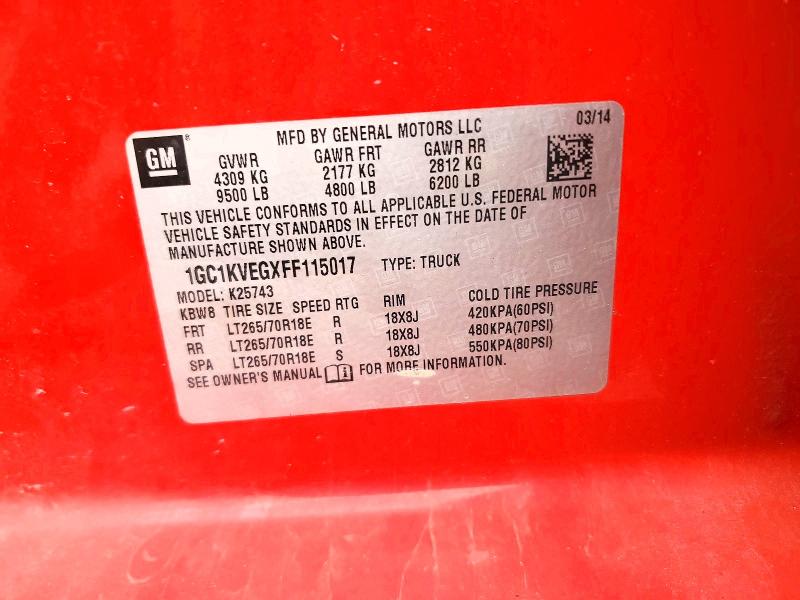 Продажа на аукционе авто 2015 Chevrolet Silverado, vin: 1GC1KVEGXFF115017, номер лота: 51466766