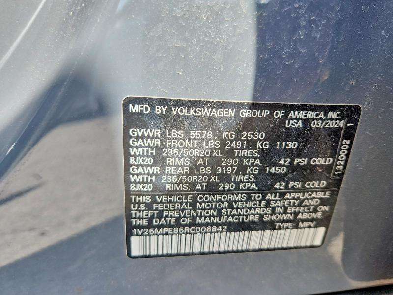 Продажа на аукционе авто 2024 Volkswagen Id.4, vin: 1V25MPE85RC006842, номер лота: 50714066