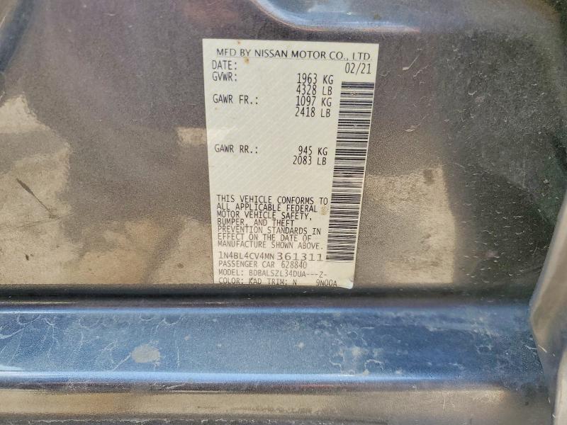 Aukcja sprzedaży 2021 Nissan Altima, vin: 1N4BL4CV4MN361311, numer aukcji: 48407336