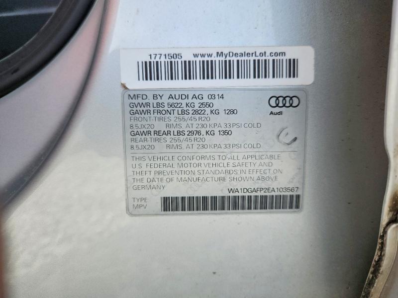 51568126 :رقم المزاد ، WA1DGAFP2EA103567 vin ، 2014 Audi Q5 مزاد بيع
