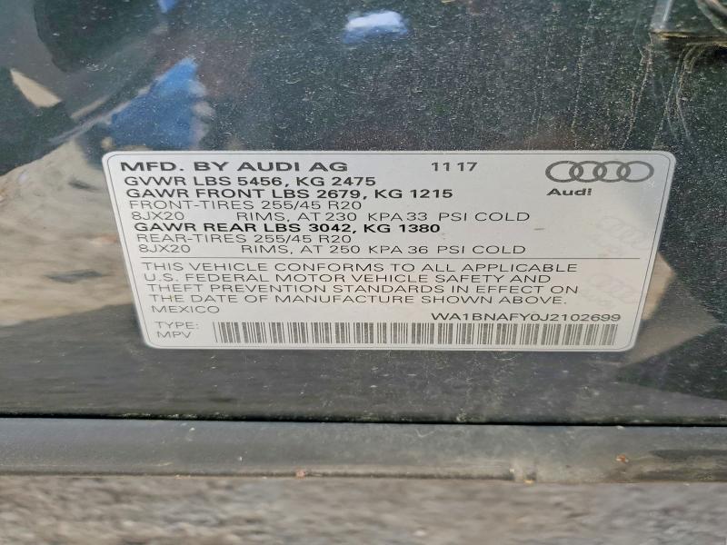 Продажа на аукционе авто 2018 Audi Q5, vin: WA1BNAFY0J2102699, номер лота: 49610896