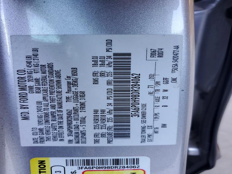 2013 Ford Fusion მანქანა იყიდება აუქციონზე, vin: 3FA6P0H98DR284062, აუქციონის ნომერი: 49113876