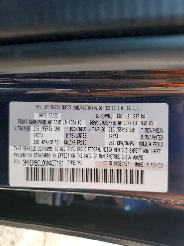 48423466 :رقم المزاد ، 3MVDMBCL0NM407181 vin ، 2022 Mazda Cx-30 مزاد بيع