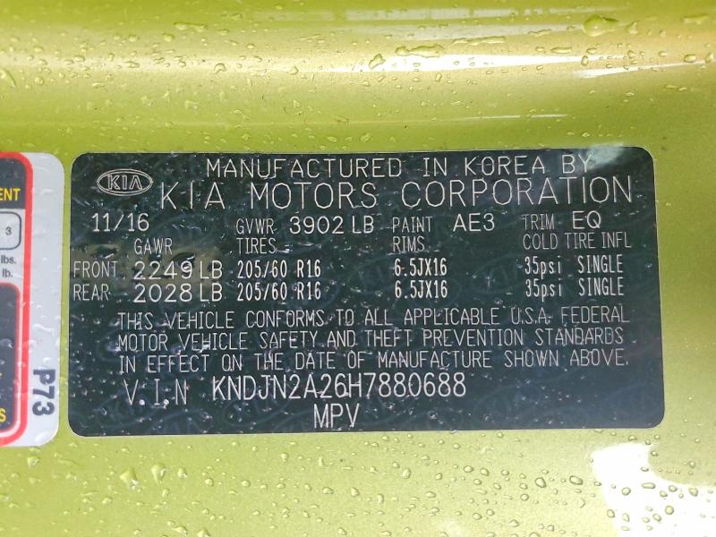 Продаж на аукціоні авто 2017 Kia Soul, vin: KNDJN2A26H7880688, номер лоту: 50297396