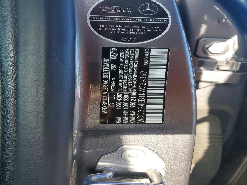 51639296 :رقم المزاد ، WDD3G4EB1KW029359 vin ، 2019 Mercedes-benz A مزاد بيع