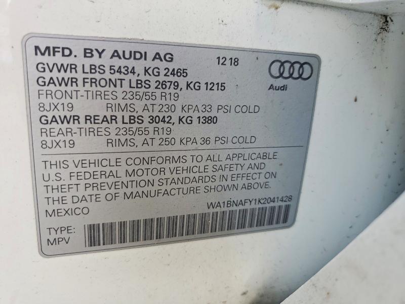 Продажа на аукционе авто 2019 Audi Q5, vin: WA1BNAFY1K2041428, номер лота: 46897996