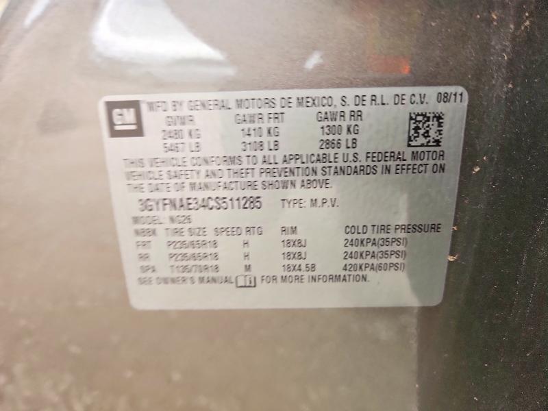2012 Cadillac Srx მანქანა იყიდება აუქციონზე, vin: 3GYFNAE34CS511285, აუქციონის ნომერი: 51370806