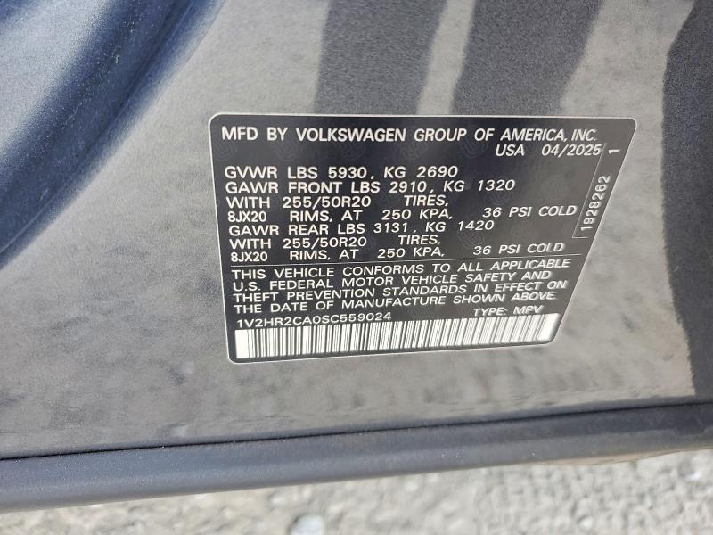 Продажа на аукционе авто 2025 Volkswagen Atlas, vin: 1V2HR2CA0SC559024, номер лота: 50489396