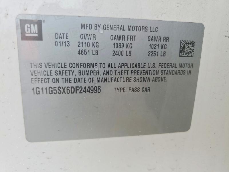 Продаж на аукціоні авто 2013 Chevrolet Malibu, vin: 1G11G5SX6DF244996, номер лоту: 51038026