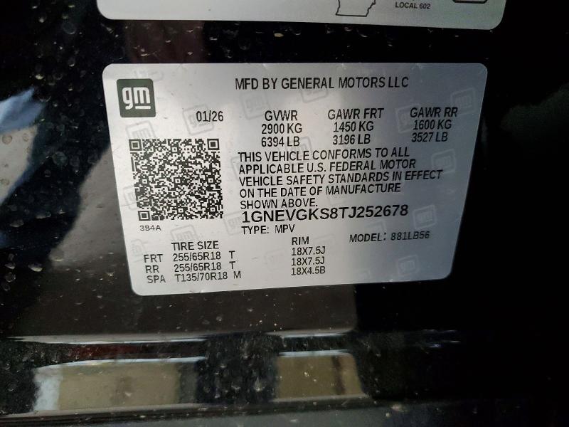 Продаж на аукціоні авто 2026 Chevrolet Traverse, vin: 1GNEVGKS8TJ252678, номер лоту: 48957416