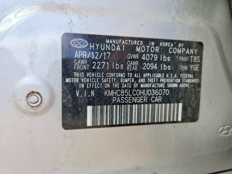 Aukcja sprzedaży 2017 Hyundai Ioniq, vin: KMHC85LC0HU036070, numer aukcji: 51309136