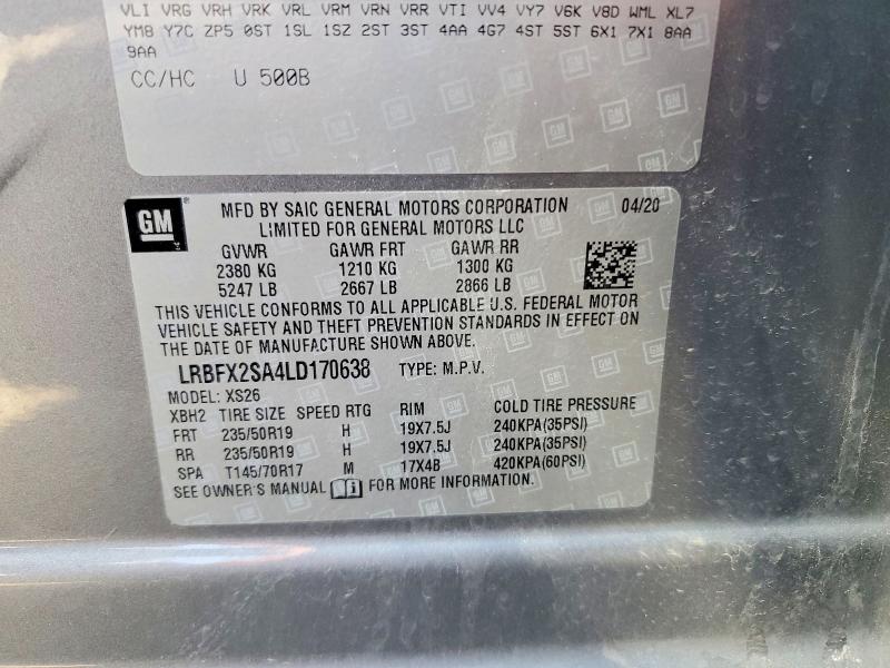 Продаж на аукціоні авто 2020 Buick Envision, vin: LRBFX2SA4LD170638, номер лоту: 51645866