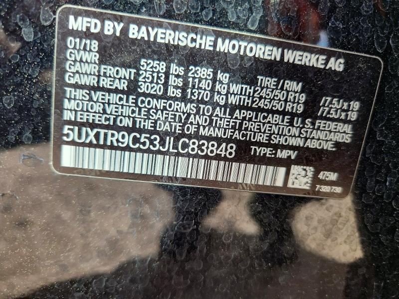 48769866 :رقم المزاد ، 5UXTR9C53JLC83848 vin ، 2018 Bmw X3 مزاد بيع