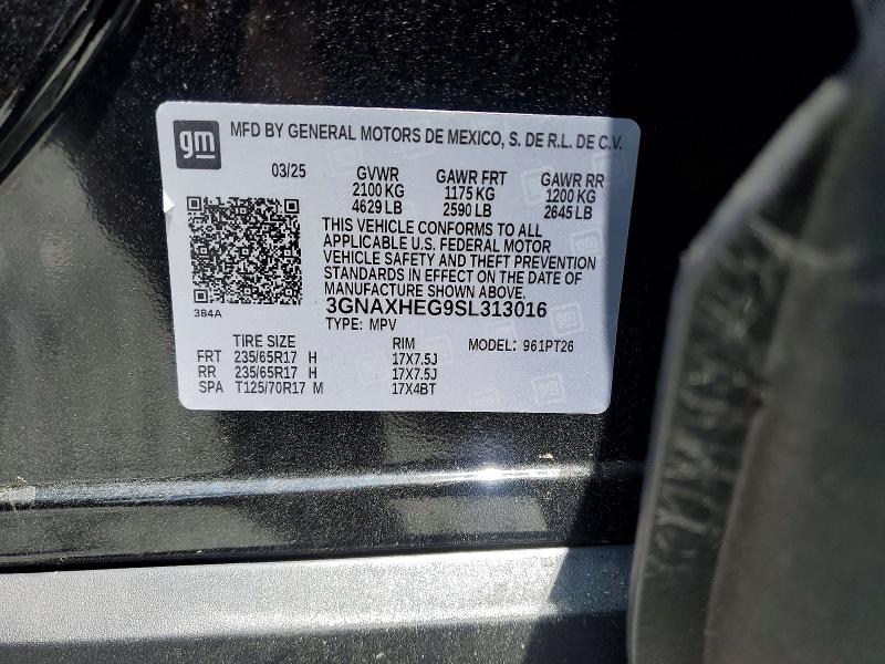 Продаж на аукціоні авто 2025 Chevrolet Equinox, vin: 3GNAXHEG9SL313016, номер лоту: 51837446