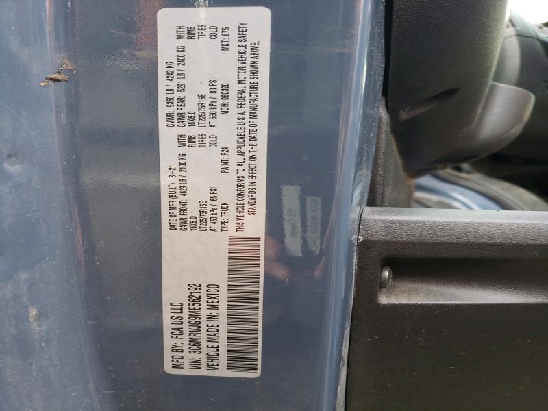 50322996 :رقم المزاد ، 3C6MRVJG9ME562192 vin ، 2021 Ram Promaster 3500 مزاد بيع