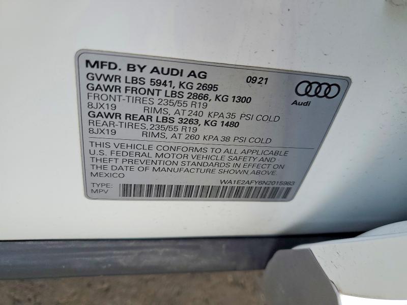Aukcja sprzedaży 2022 Audi Q5 E, vin: WA1E2AFY6N2015983, numer aukcji: 48938376