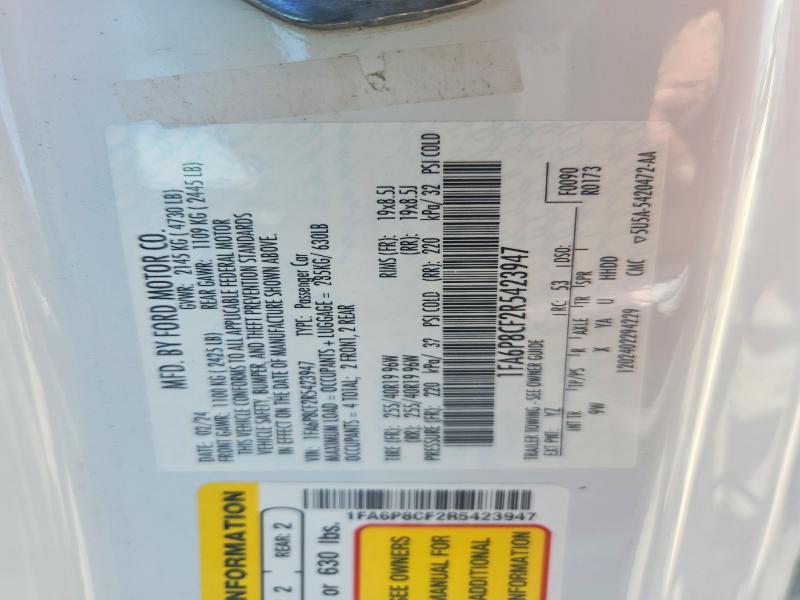 Продаж на аукціоні авто 2024 Ford Mustang, vin: 1FA6P8CF2R5423947, номер лоту: 52007856