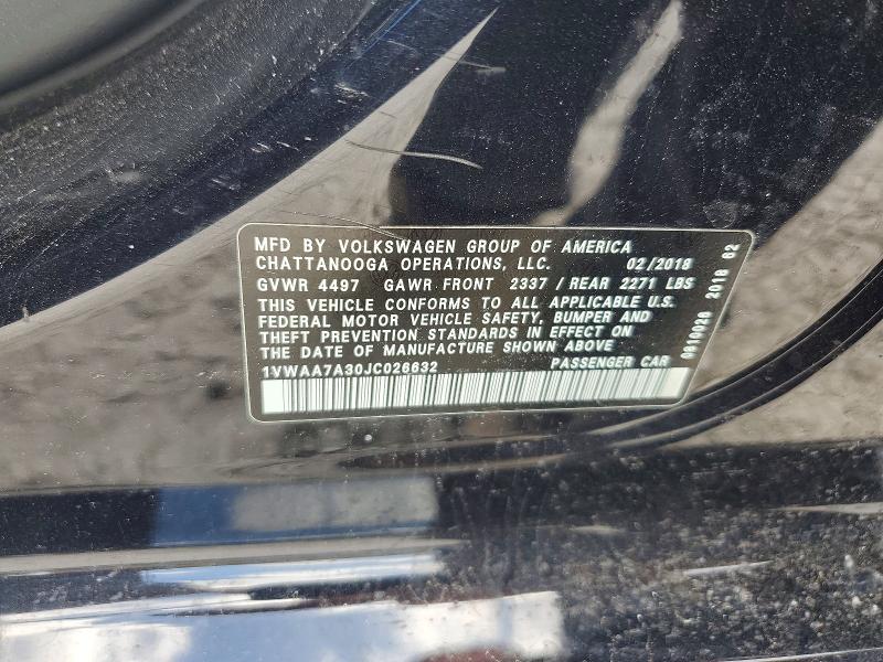 Продажа на аукционе авто 2018 Volkswagen Passat, vin: 1VWAA7A30JC026632, номер лота: 51172476
