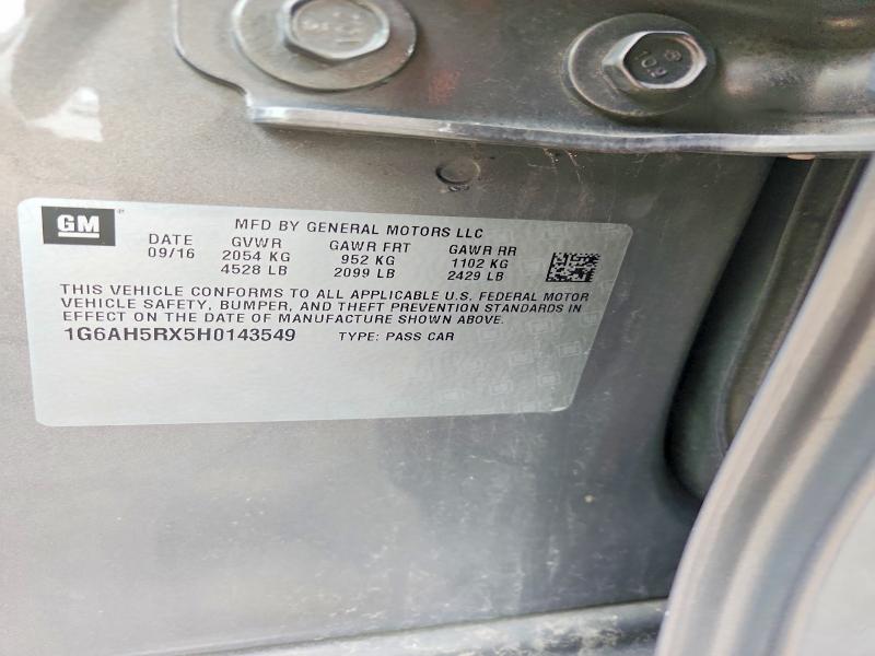 2017 Cadillac Ats მანქანა იყიდება აუქციონზე, vin: 1G6AH5RX5H0143549, აუქციონის ნომერი: 49749456