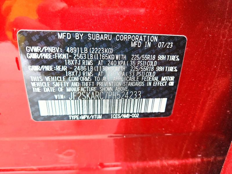 Продажа на аукционе авто 2023 Subaru Forester, vin: JF2SKARC7PH524233, номер лота: 50332826