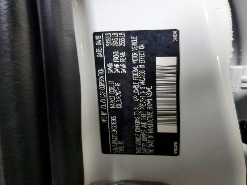 49001086 :رقم المزاد ، 7JRA22TL9KG015365 vin ، 2019 Volvo S60 مزاد بيع